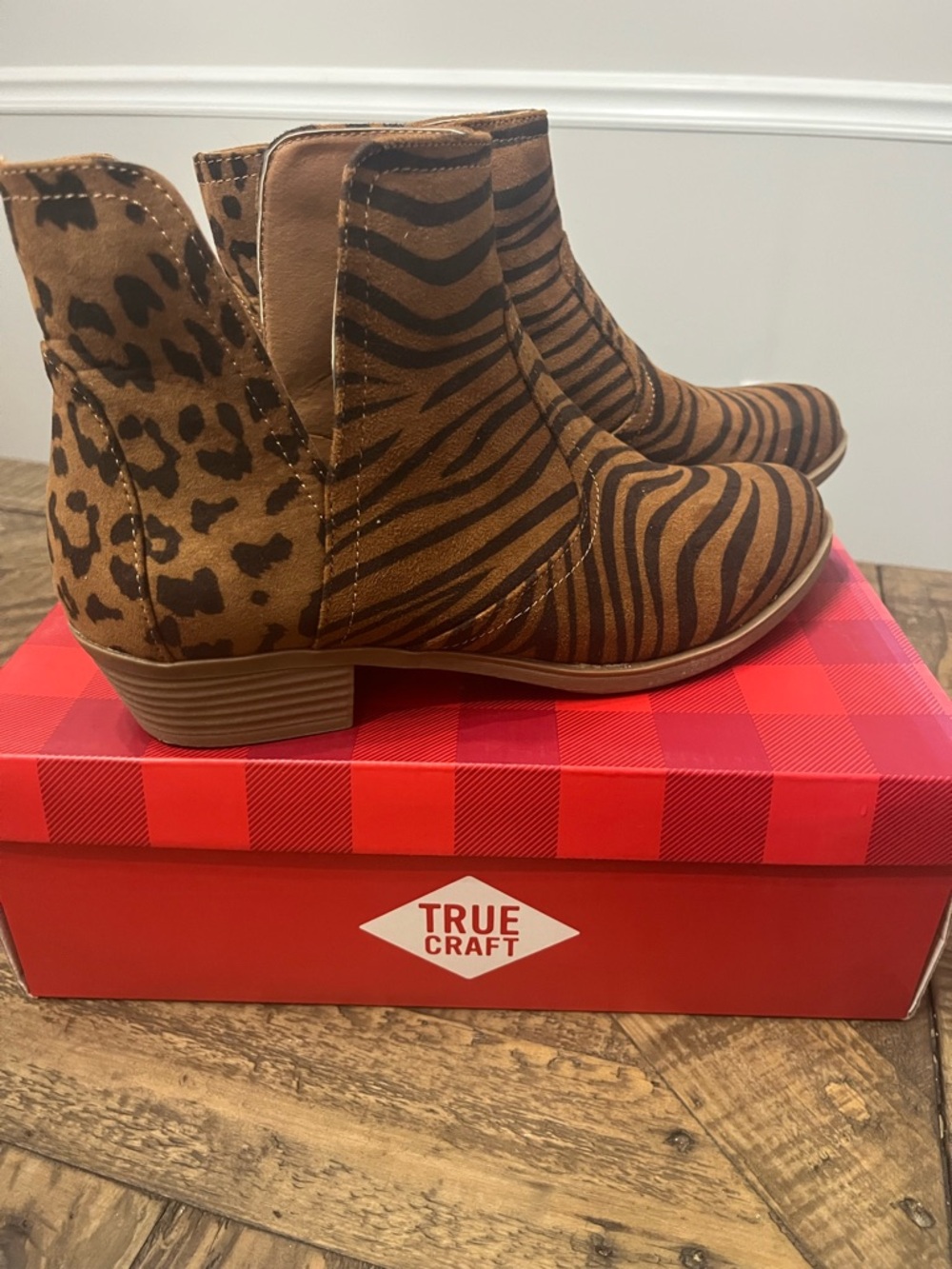 True Craft Brown Animal Print Ankle Boots - Leopard & Zebra